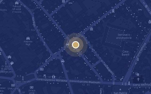 Mappa del centro di Milano con la posizione dello studio in Via Montenapoleone 8
